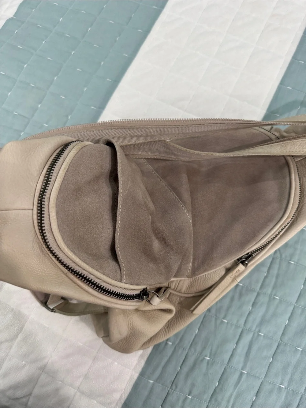 Free People Pebbled Leather Cream Backpack